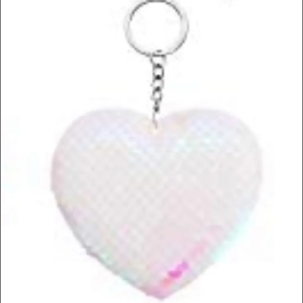 White Sequin Heart shaped Keychain